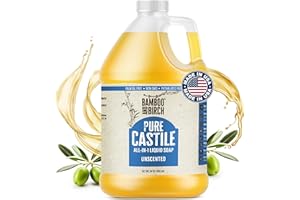 BAMBOO AND BIRCH Pure Castile Soap Liquid, Certified Palm Oil Free Natural Soap, Unscented, 64 oz