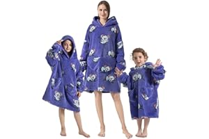 Adisputent Blanket Hoodie Women Men Kids Fleece Fluffy Snuggle Oversized Wearable Blanket