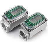 Xuhal 2 Pcs Digital Turbine Flow Meter for Fuel and Water, 1 Inch