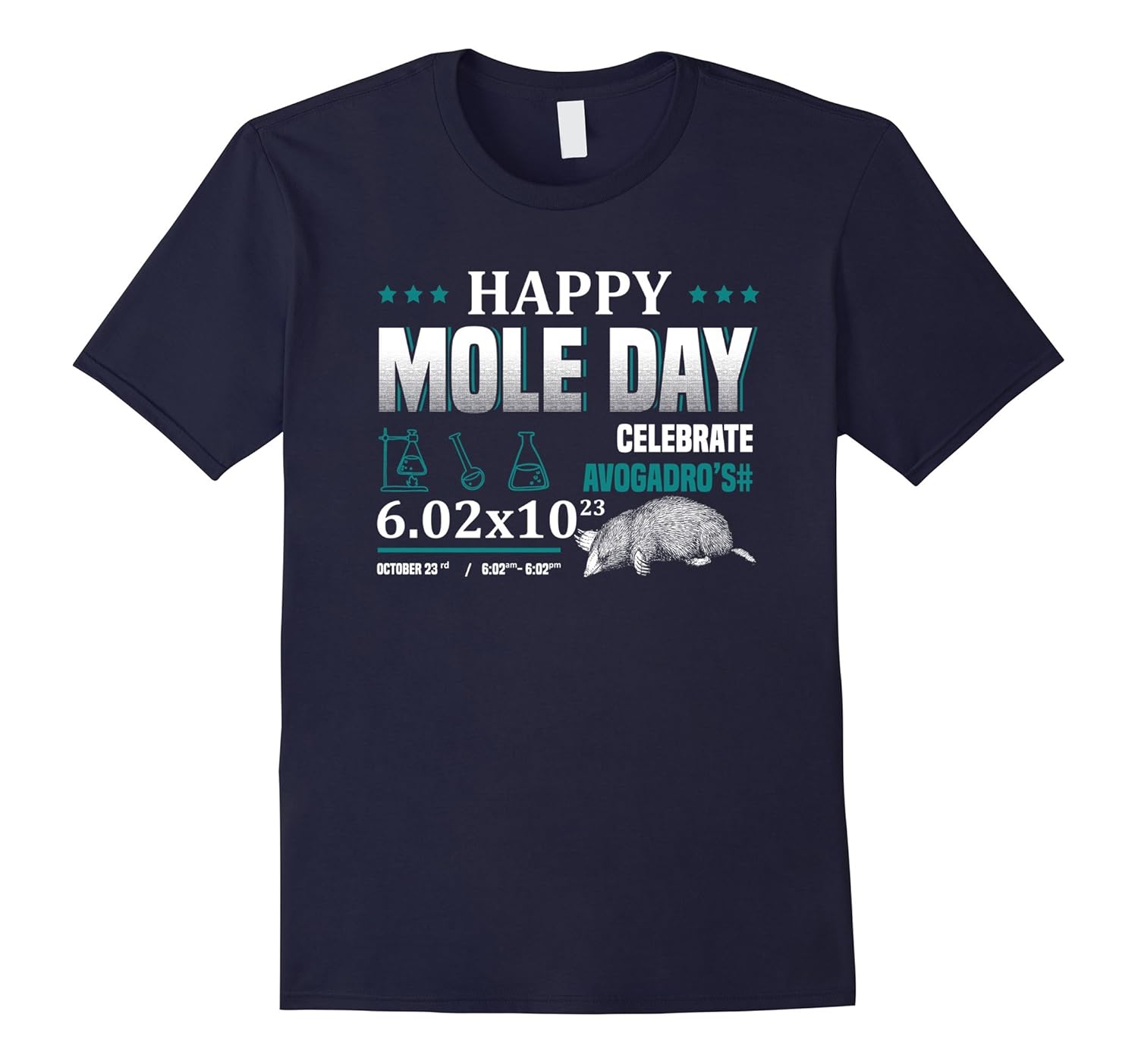 Happy Mole Day 23rd October Avogadro's Number T-Shirt-Rose