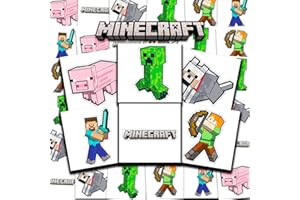 Minecraft Tattoos Party Favors Bundle ~ 72 Perforated Individual 2" x 2" Minecraft Temporary Tattoos for Kids Boys Girls (Minecraft Party Supplies)
