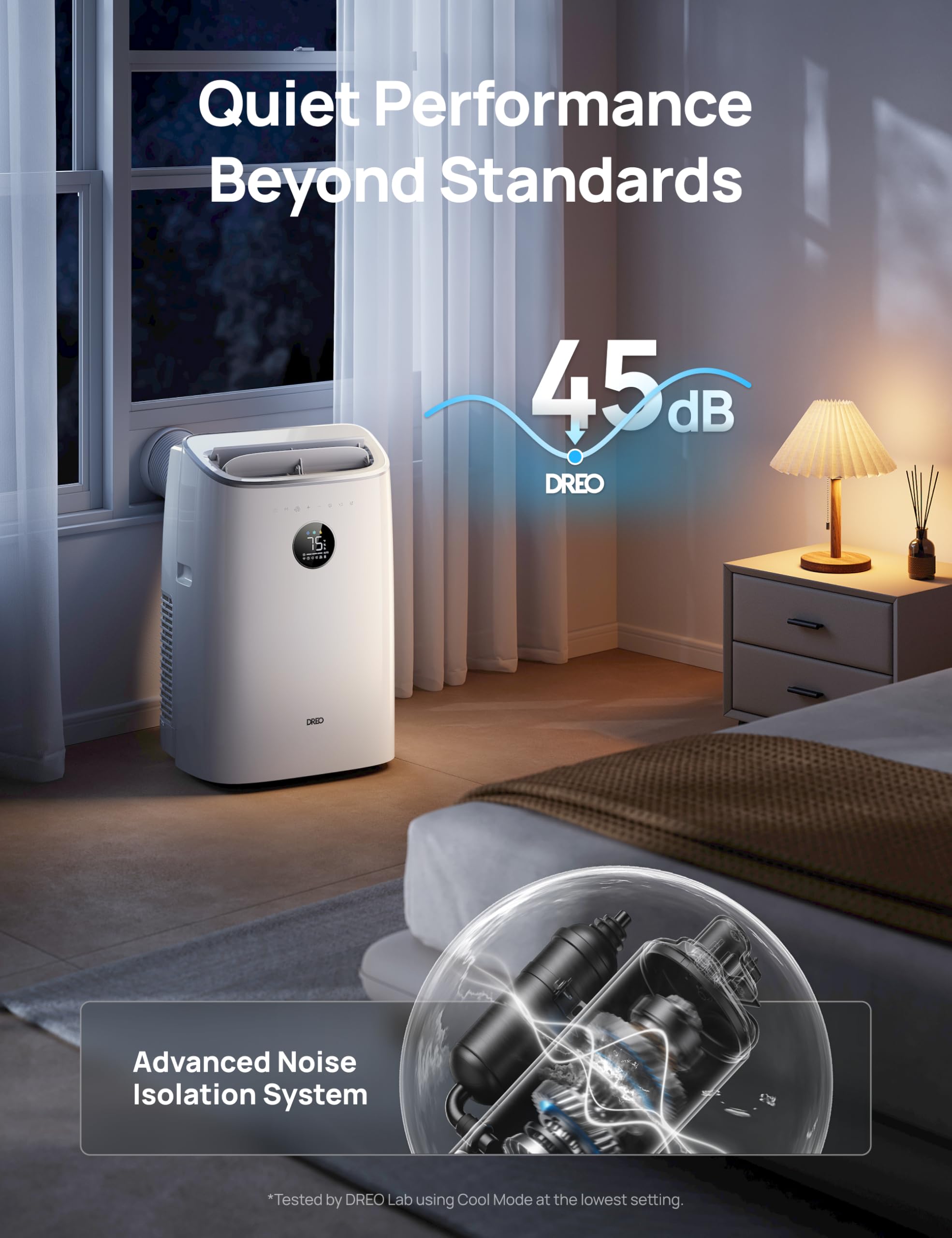 Dreo Portable Air Conditioners, 10,000 BTU ASHRAE (6000 BTU SACC) Smart AC Unit for Bedroom with Dehumidifier, Drainage-free Cooling, 45dB Quiet, APP/Voice/Remote, Standing AC for Room Indoors, AC319S