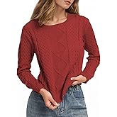 Cakulo Womens Lightweight Fall Pullover Sweaters Cable Knit Crew Neck Sweater Tops 2025 Trendy Outfits