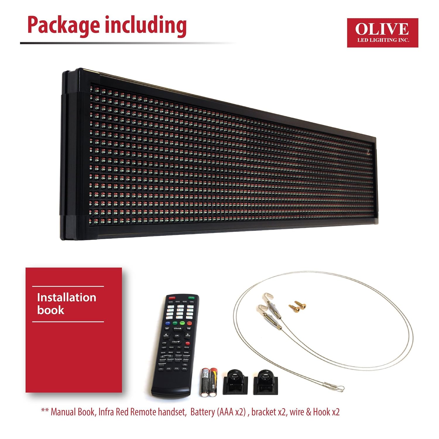 Amazon.com : OLIVE LED Sign 3Color RBP, P26, 19"x52" IR Programmable  Scrolling Outdoor Message Display Signs EMC - Industrial Grade Business Ad  machine.