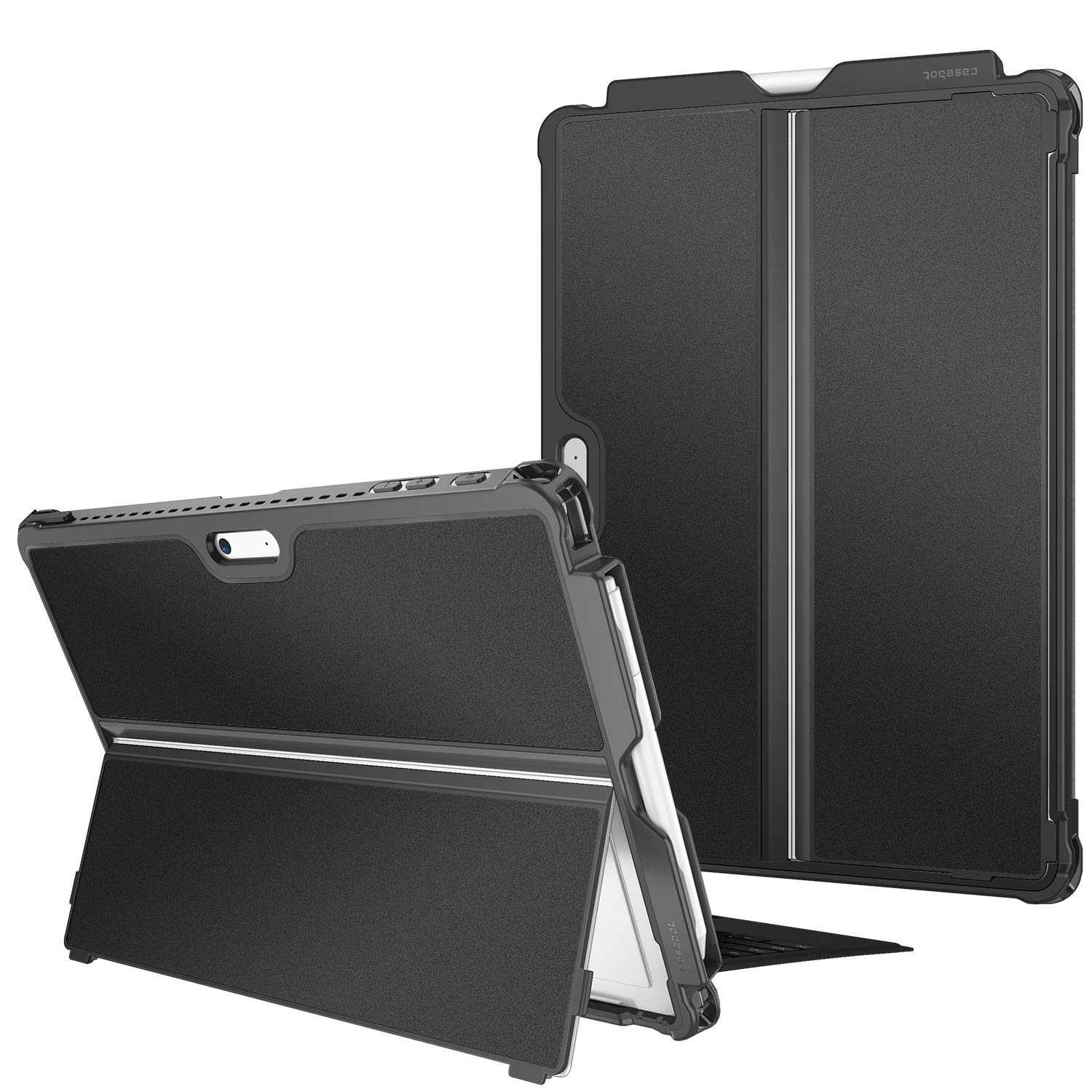 Fintie Hard Case for Microsoft Surface Pro 7/6/5/LTE, Shockproof Folio Protective Rugged Cover Compatible With Type Cover Keyboard + Original Kickstand (Black)
