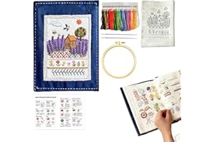 Embroidery Stitches Book Kit, Embroidery Books for Beginners, Portable DIY Stitches Sewing Book Kit with Needle Thread Tool, 