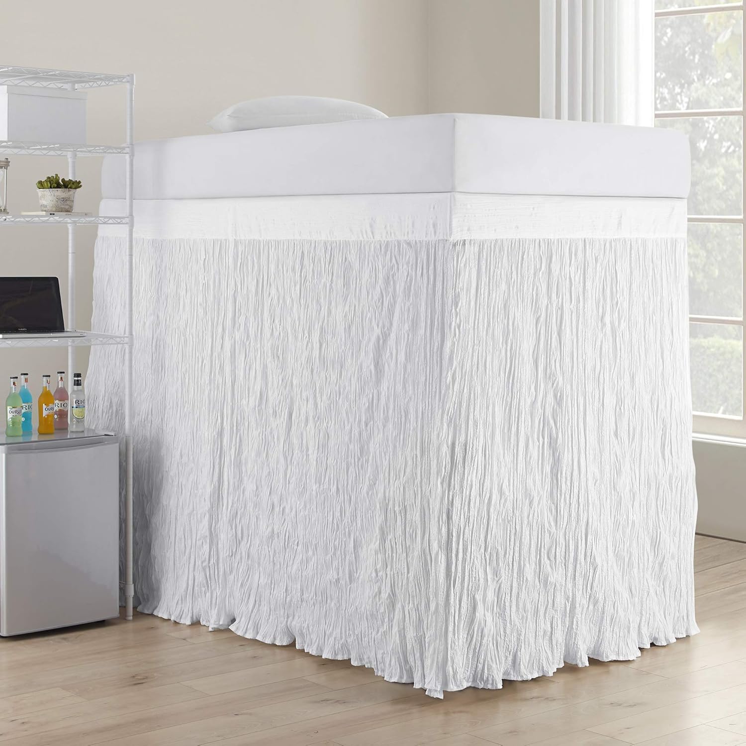 DormCo Crinkle Extended Bed Skirt Twin XL (3 Panel Set