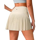 SANTINY 14" Tennis Skirt Skorts for Woman Pleated High Waited Skirts with Built-in Shorts Athletic Golf Skort