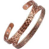 CuPure 99.9% Pure Copper Bracelet, Set of 2 &ndash; Adjustable Kada Cuff for Men &amp; Women, Anniversary &amp; Birthday Gift