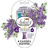 BIC Soleil 4 Escape Womens Disposable Razors, 4-Blade, 4-Pack, Lavender | Smooth Shaving for Legs and Underarms, Flexible Blades Follow Curves, Scented Handles with Eucalyptus