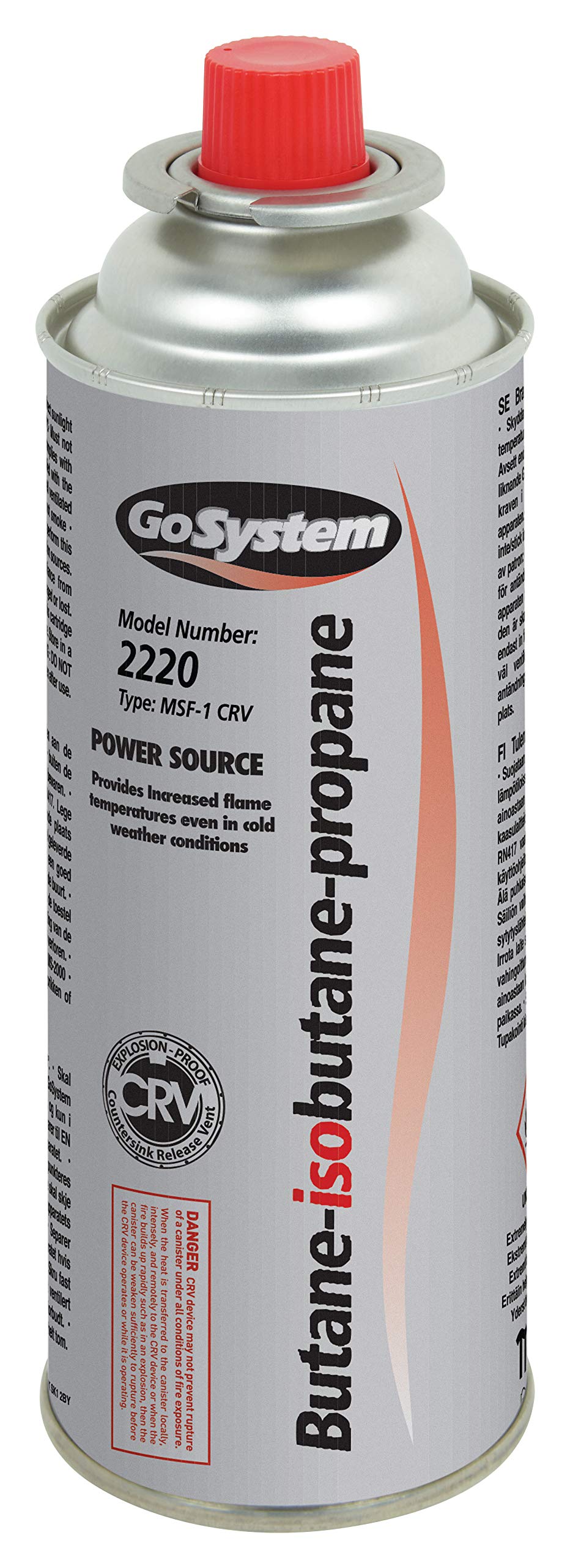 GoSystem Butane - isoButane - Propane Gas Cartridge - Silver,220g