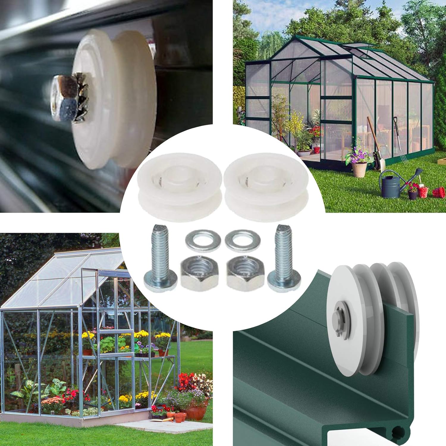SPARES2GO Greenhouse Sliding Door Wheel Roller Kit (2 x 28mm Nylon
