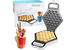 CUCINAPRO Bubble Waffle Maker- Electric Nonstick Hong Kong Egg Waffler Iron Griddle w Ready Indicator Light- Ready in under 5 Mins w Recipe Guide- Make Homemade Ice Cream Cones- Birthday Breakfast, Dessert Gift
