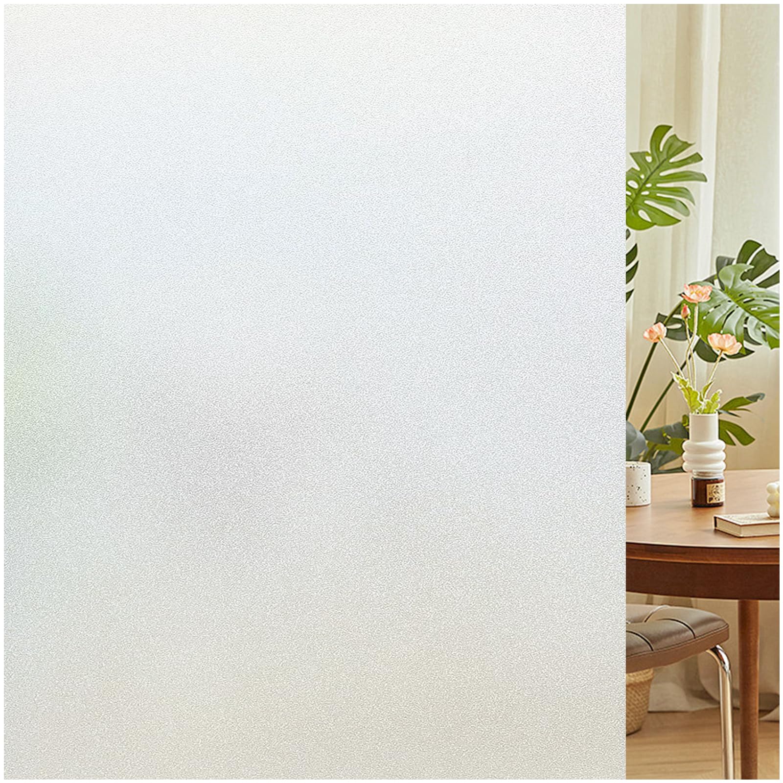 Lifetree Frosted Window Film Privacy Opaque Film for Glass Windows 44.5×300 cm Static Cling Non-Adhesive Frosting Film UV Sun Blocker for Home Office Bathroom