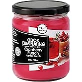 Cranberry Punch Odor Eliminating Highly Fragranced Candle - Eliminates 95% of Pet, Smoke, Food, and Other Smells Quickly - Up to 80 Hour Burn time - 12 Ounce Premium Soy Blend