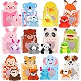 Wsorik 24 Packs Valentine's Day Gift with Mini Plush Animal Keychain, Valentines Cards for Kids School, Valentine Keychains Bulk Class Valentine Party Favors Classroom Gifts Exchange Prize