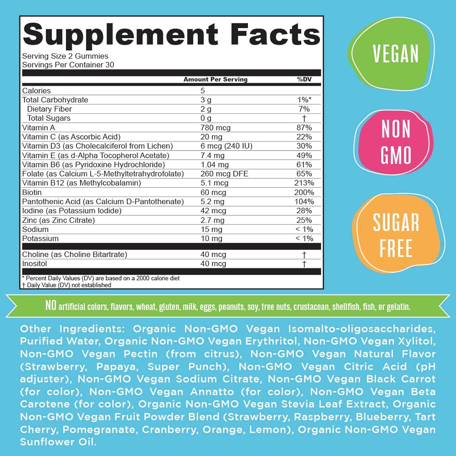 Vegan Kids Multivitamin Gummies by MaryRuth's - Organic Ingredients - Immune Boost - Methylfolate - Sugar Free - Non-GMO Vitamin Chewables 60ct: Health & Personal Care