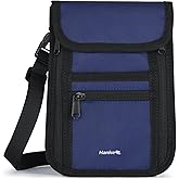 Hanke Passport Holder, Travel Wallet for Womens and Men, Neck Wallet Hidden Passport Pouch for Travel Adjustable Lightweight Thin with 6 compartments (Navy Blue)