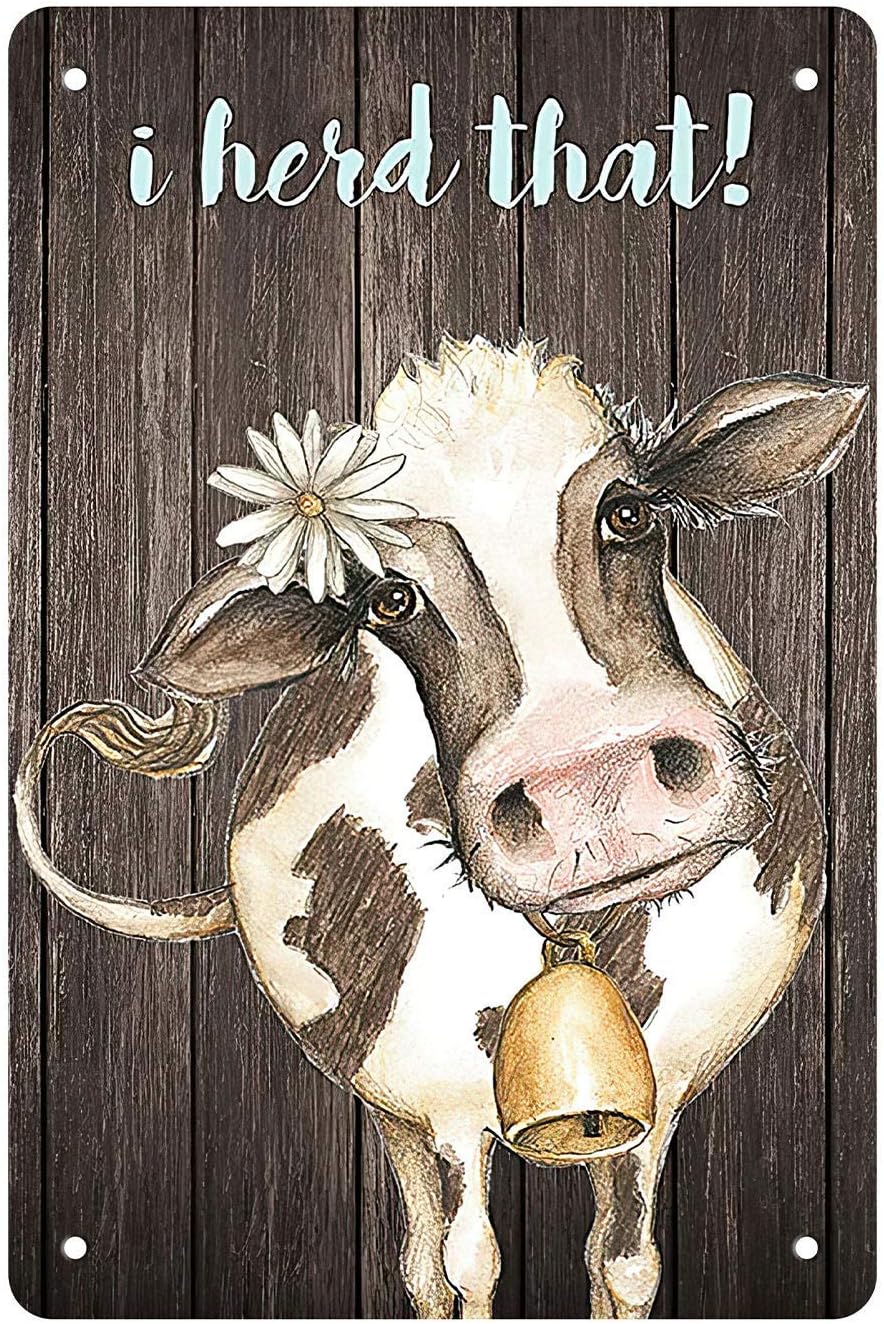 Bathroom Decor Cow,I Herd That Bathroom Wall Decor,Vintage Retro Metal Tin Sign Poster Paintings Cute Home Bedroom Bathroom Decor Picture, Best Farmhouse Bathroom Decor Gift 12x17 inch
