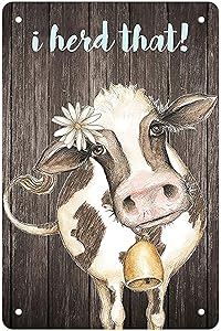 Bathroom Decor Cow,I Herd That Bathroom Wall Decor,Vintage Retro Metal Tin Sign Poster Paintings Cute Home Bedroom Bathroom Decor Picture, Best Farmhouse Bathroom Decor Gift 12x17 inch