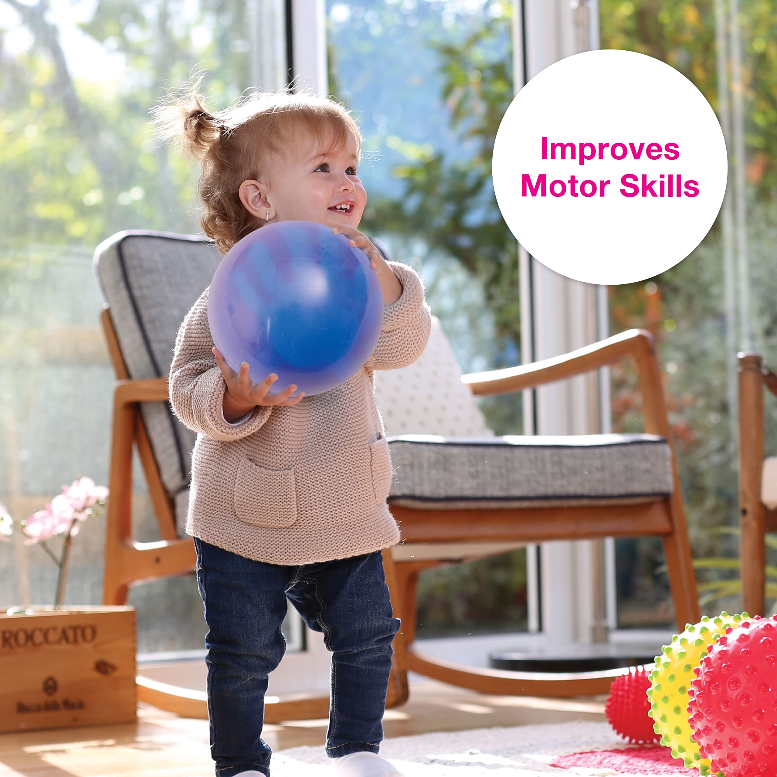 Edushape Color Changing Baby Sensory Ball - Fun Interactive 7 Inch Kids Incredi Ball - Play Throw Squeeze Touch Bounce & Roll Enhance Motor Skills, Logic, Reasoning, and Hand-Eye Coordination