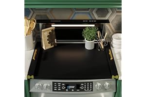 MHXW SXPN Noodle Board Stove Cover for Gas Stovetop, Bamboo Stove Top Covers for Electric Stove and Gas Burners with Handles Kitchen Sink Cover for Counter Space Decorative Serving Tray Black (29.53"x22.05")