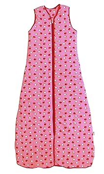 Schlummersack Kinderschlafsack für den Sommer 1.0 Tog in rosa für Mädchen - Äpfel - 6-10 Jahre / 150cm