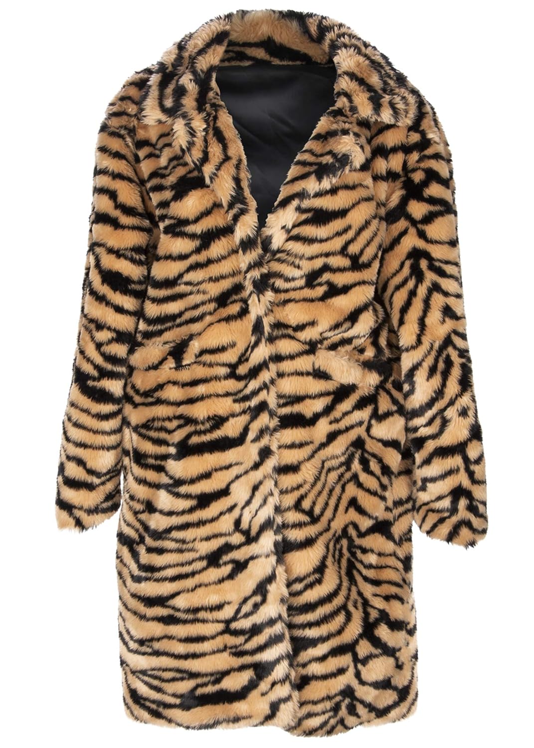 Buy Women's Tiger Pattern Oversized Faux Fur Coat Animal Print Plush