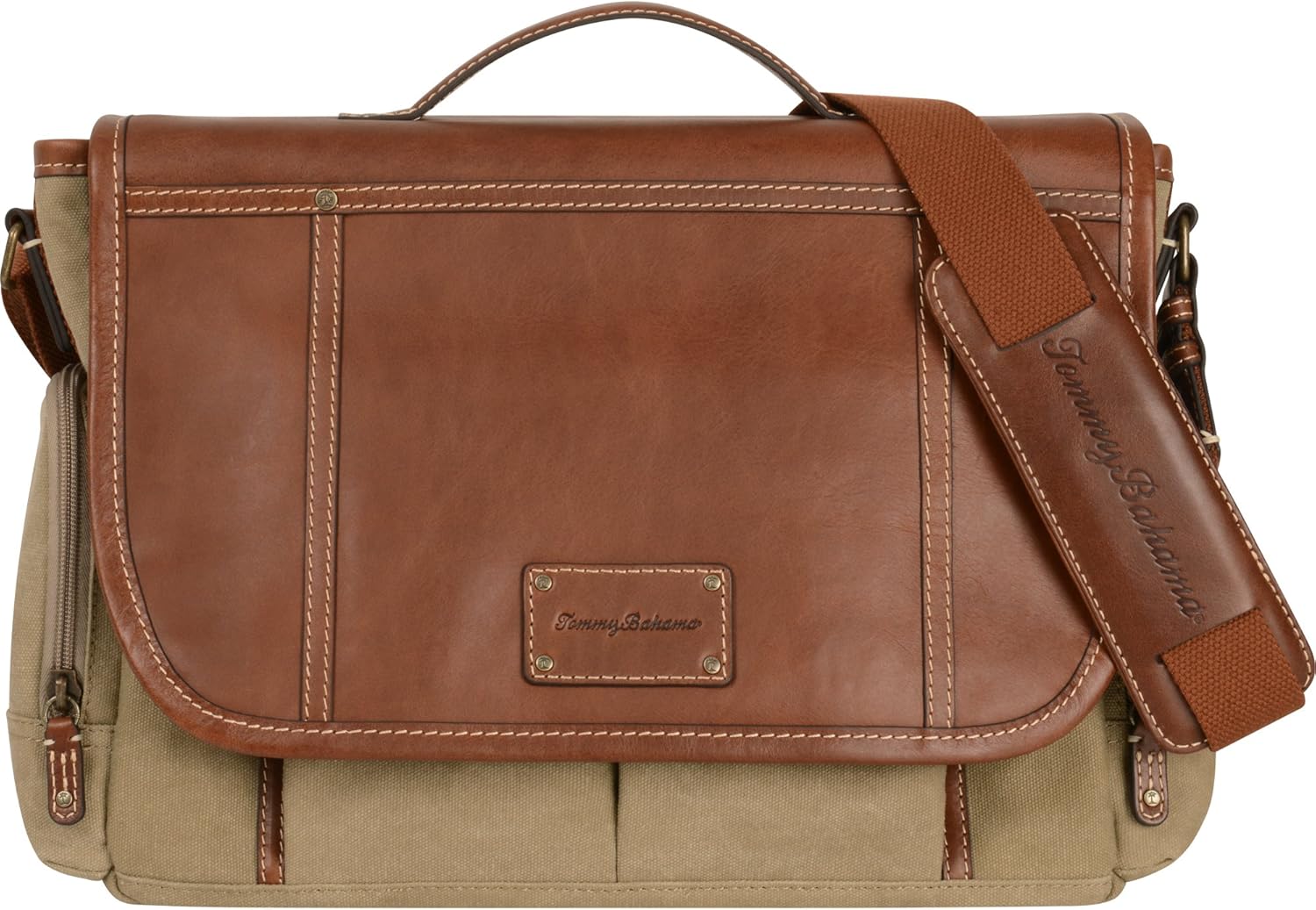 Tommy Bahama Canvas Messenger Bag Satchel Shoulder Bag for Men Large Bookbag with
