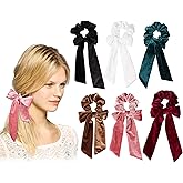 LEDUODO 6 Pack Hair Scrunchies - Bowknot Velvet Elastics Hair Bands Scrunchy Hair Rope Ties Hair Bow Ponytail Holder Accessories for Women Girls
