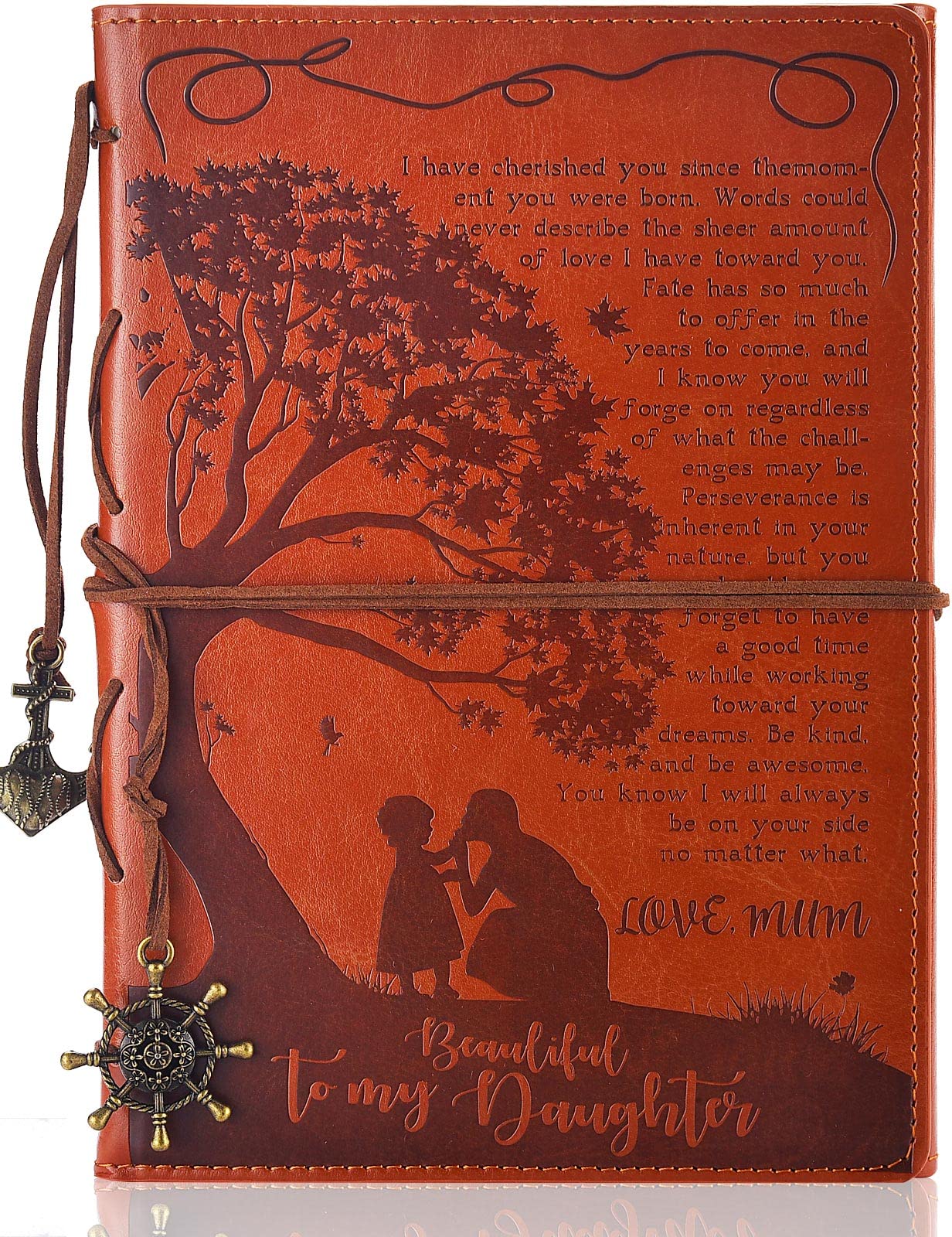 AISBUGUR Leather Journals: Daughter Gifts from Mum to My Daughter - Journal 192 Pages Refillable Leather Writing Journal Notebook Back to School Graduation Birthday Wedding Gifts for Daughter Maple