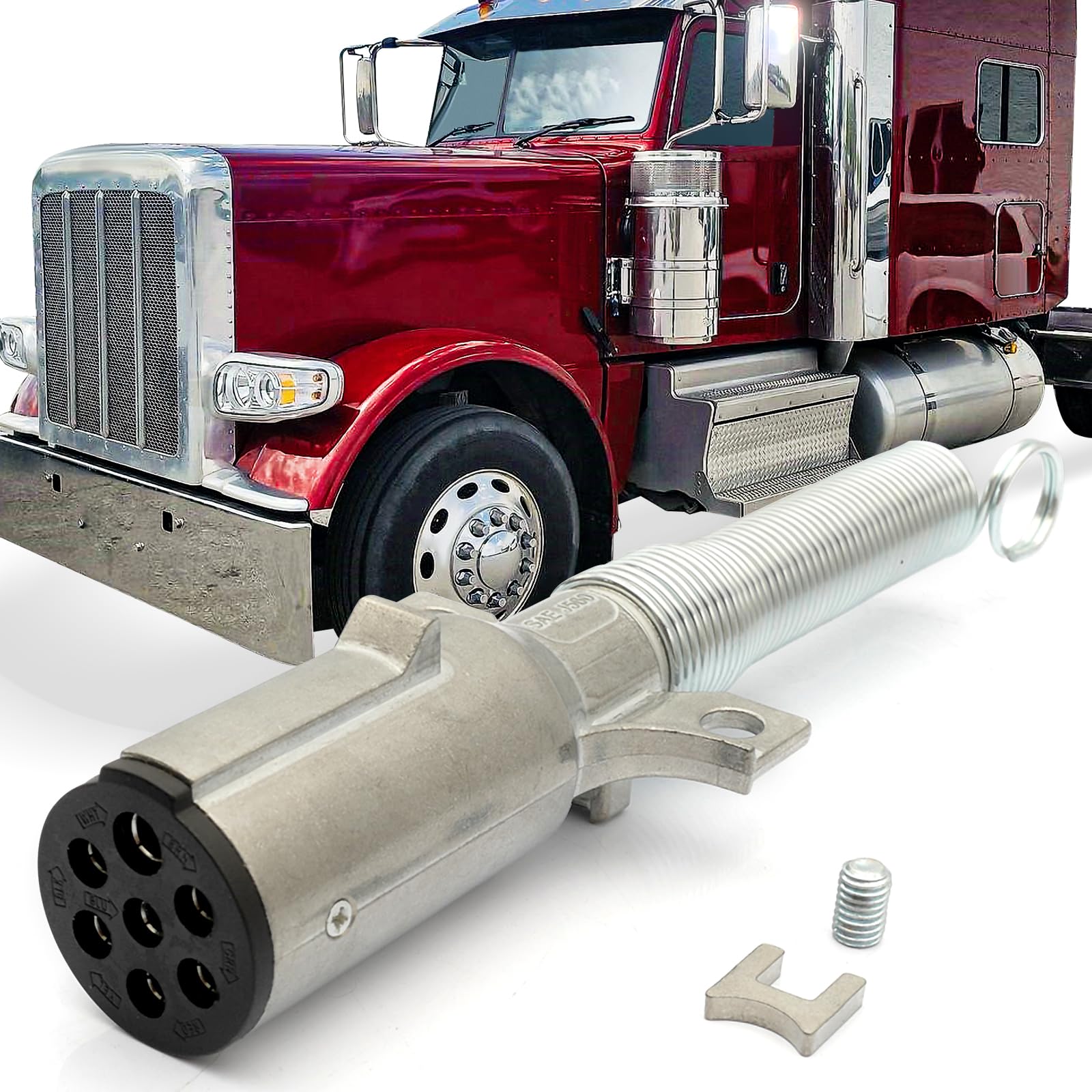 Photo 1 of High Soar 7 Way Trailer Plug Tester,7 Way Trailer Cord with Spring Guard Round Wiring Harness Power Electric Adapter Plug for Semi Truck Trailer Heavy Duty Cable Connector Extension