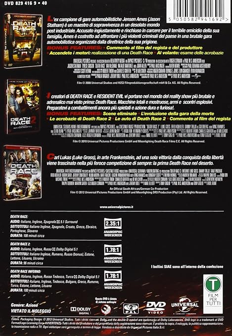 Amazoncom Death Race La Trilogia 3 Dvd Ving Rhames