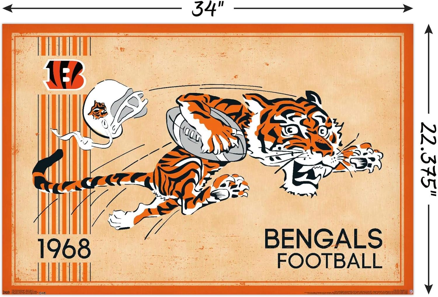 Amazon Com Trends International Cincinnati Bengals Retro Logo Wall Poster 22 375 X 34 Posters Prints