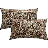 Emvency Set of 2 Throw Pillow Cover Case Beautiful Wild Leo Pattern Leopard Skin Shawl Animal Print Decorative Pillowcase 12x20 Case Cushion Cover for Bed Couch