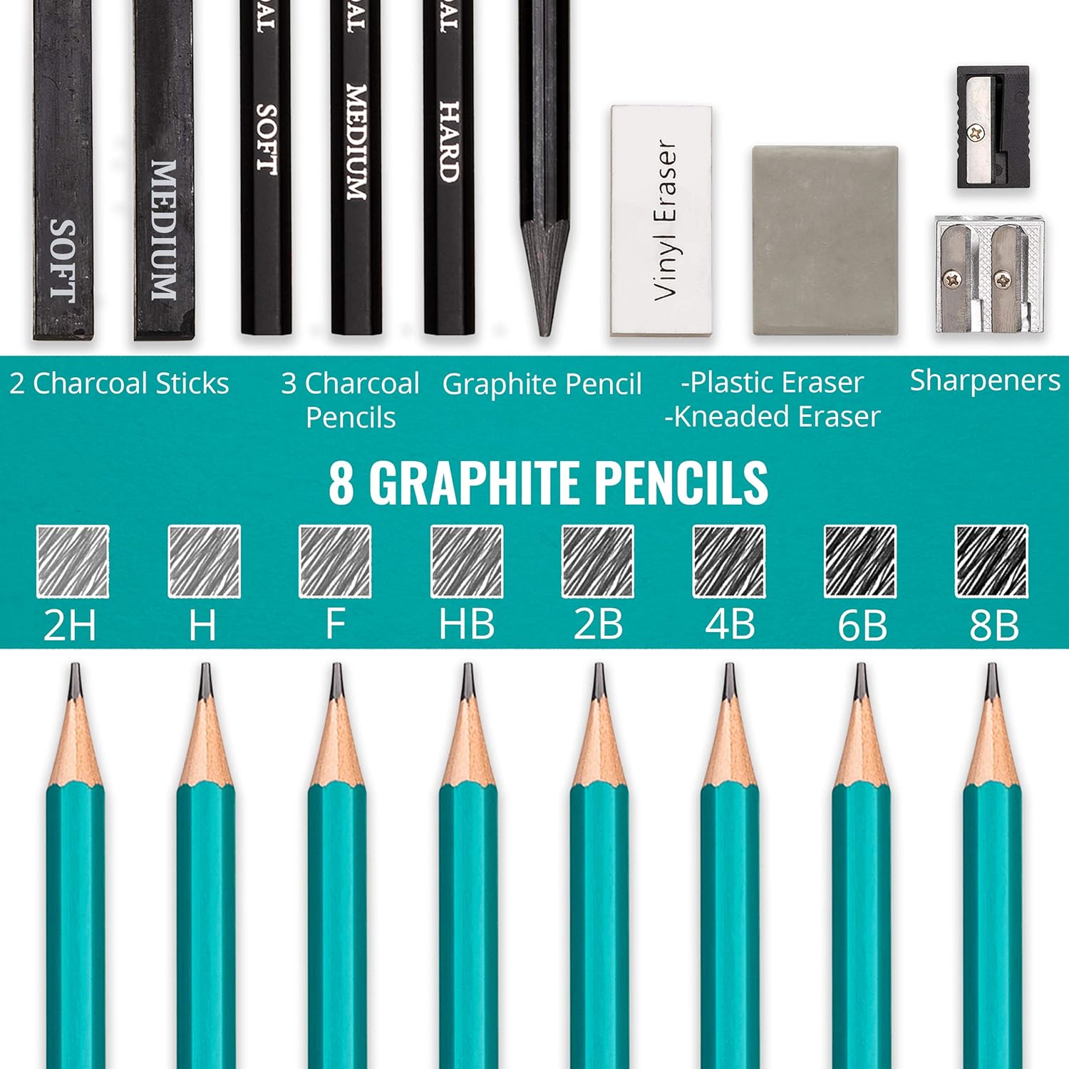 Norberg & Linden Drawing Set, Sketching and Charcoal Pencils, 100 Page Drawing Pad - Image 4