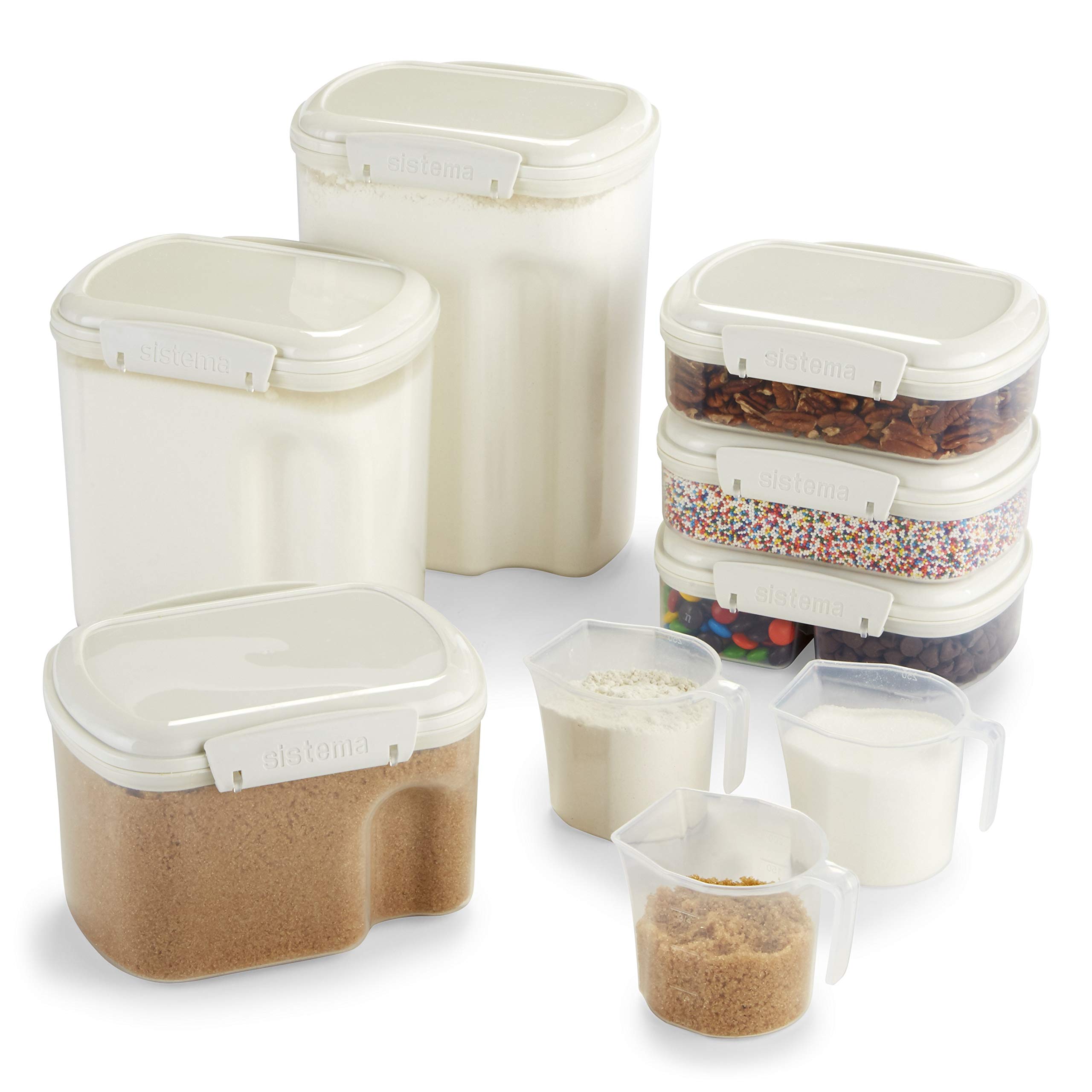 Sistema Bake IT Collection Food Storage Containers, Clear/White, 9
