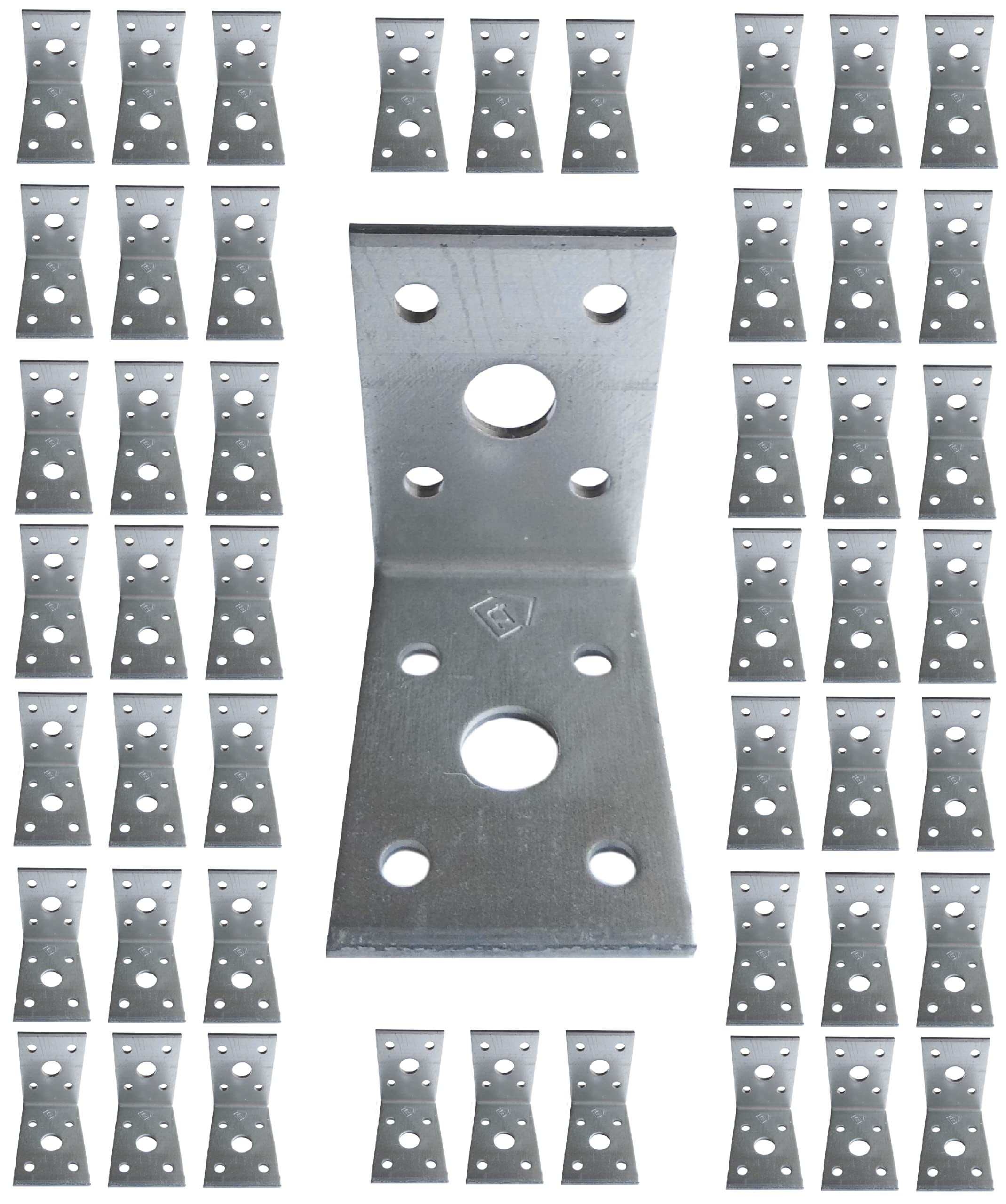 Pack of 50pcs Angle Brackets Corner Plates, Heavy Duty, Galvanised Z275 275 (g/m2) 20 (μm) 1.97"x 1.97"x 1.38"x 0.1"(50 x 50 x 35mm x 2.5mm)