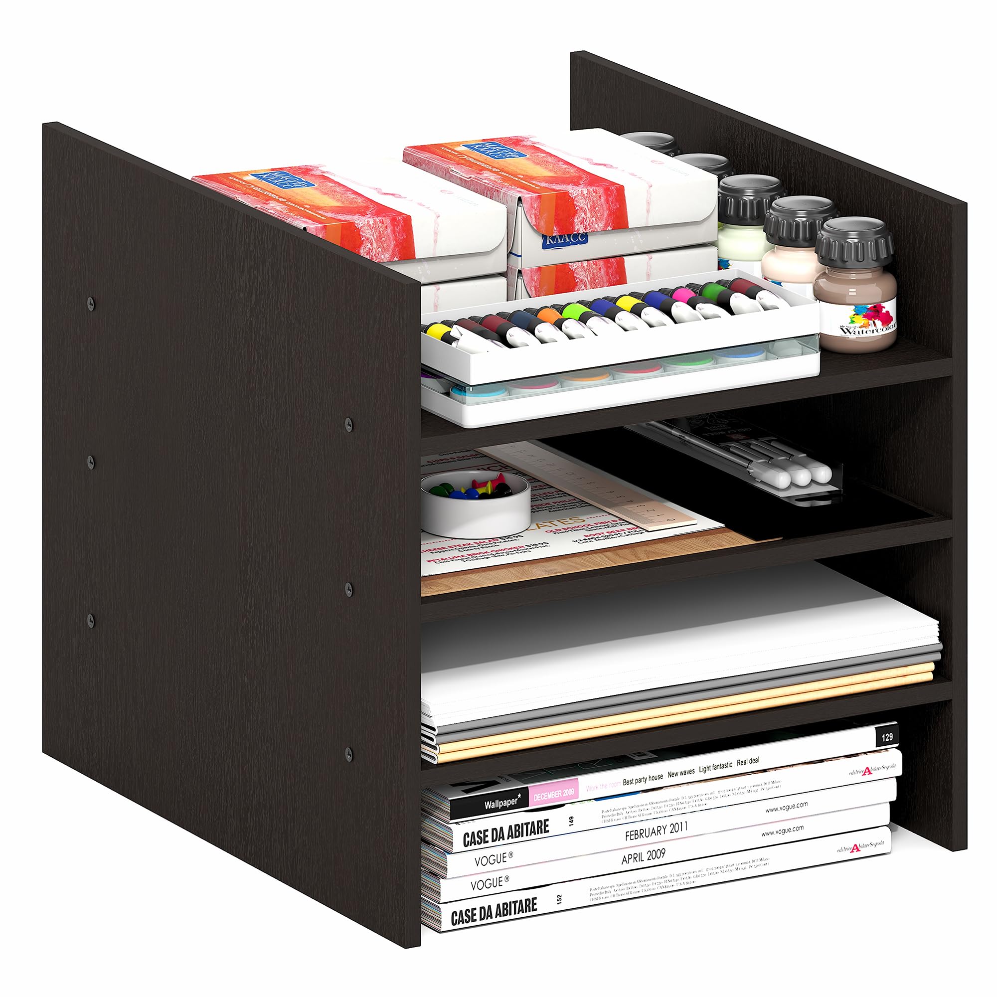 furinno cubicle cube insert, 3-shelf cube organizer, 3-tier shelf accessory, fits into furinno tripl
