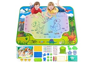 GORISPI Water Doodle Mat for Kids 32x40 Inch, Mess Free Coloring Mat Educational Toy for 3 4 5 6 7 8 Years Old Girls & Boys, Neon Color Mat Doodle Board Writing Drawing Toys Holiday Christmas Birthday Gifts