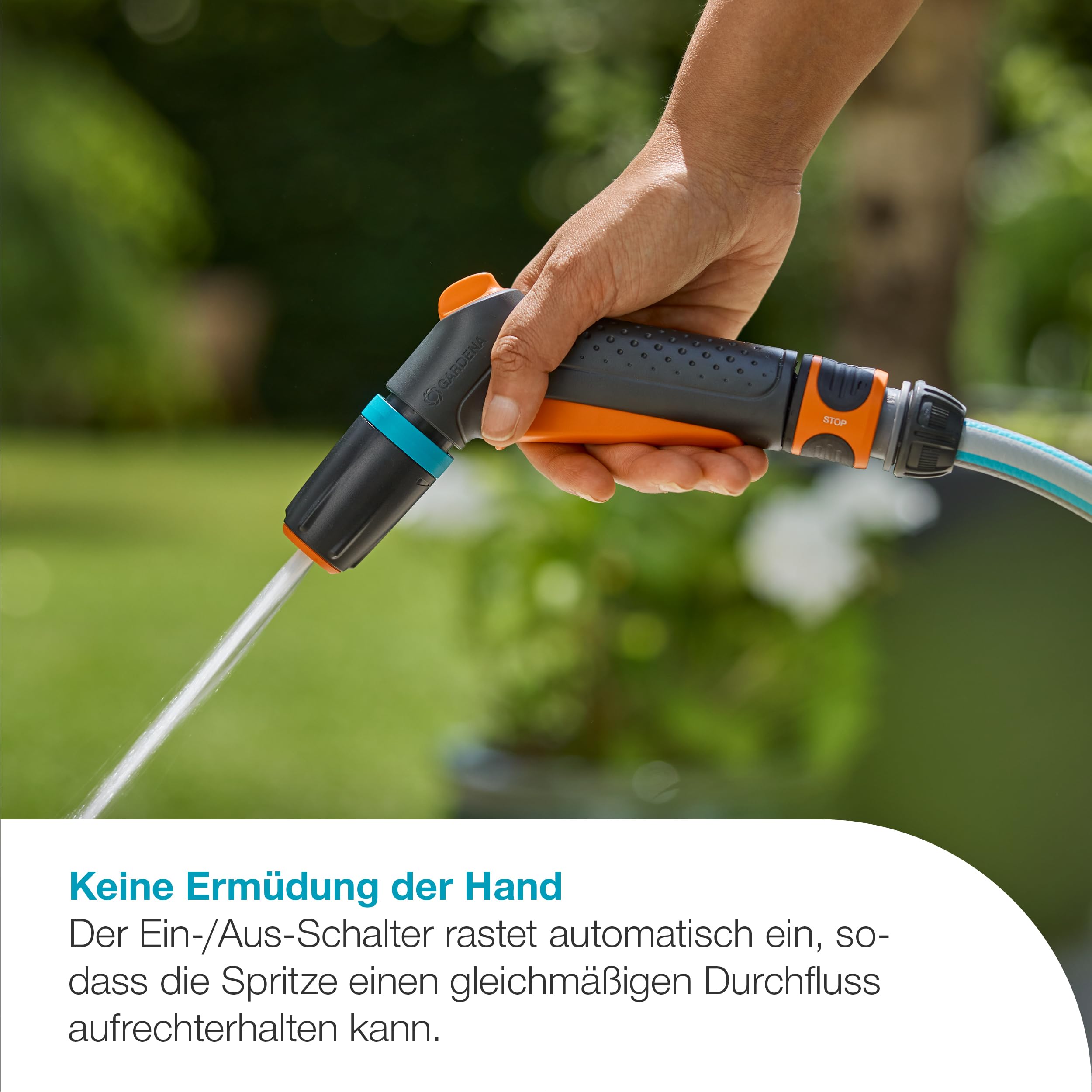 Gardena Classic Reinnigungsspritze Wasser Stop Set Brausen & Spritzen: Spritze für den Gartenschlauch, zum Reinigen und Bewässern, 2 Sprühbilder, langlebiges Design, mit Wasserstop (18361-20) 5
