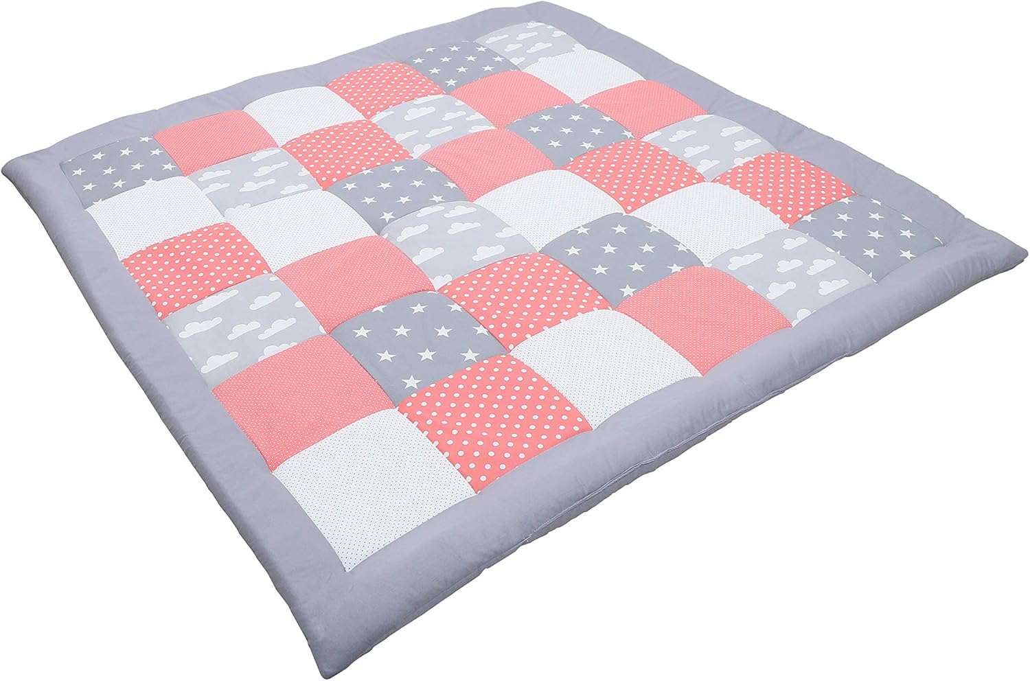 Eveil Et Jouets Bebe Puericulture 100x100 Cm Tapis Sol Bebe Patchwork Motifs Pois Etoiles Vichy Ullenboom Tapis D Eveil Et Matelas Pour Parc Bebe Corail Nuages Alianzagestion Com