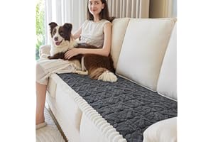 Haohighyoo Couch Cover for Dogs Washable,Funny Fuzzy Pet Couch Cushion Covers for Sofa, Non Slip Couch Covers for 3 Cushion Couch Sofa pet Friendly,Dog Bed Mat,Sofa Pads (Gray,27.5x59 inch)