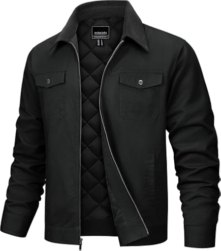 WenVen Men's Lightweight Canvas Cotton Spring Military Jacket