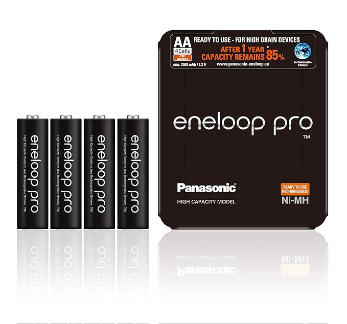 Panasonic eneloop pro, Ready-to-Use Ni-MH Akku, AA Mignon, 4er Pack, inkl. Storage Case, min. 2500 mAh, 500 Ladezyklen, extra
