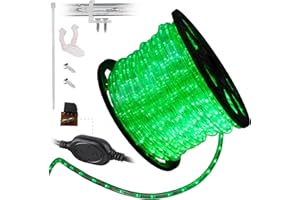 WYZworks 1656LEDs 150ft LED Outside Rope Lights, Outdoor ETL Certified Waterproof Permanent 360 Degree Light Emitting, Flexible Tube, Connectable, Christmas Palm Tree Exterior Landscape, Green