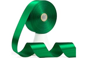 Apeseek 60 Yards Green Satin Ribbon 1-1/2 Inch, Solid Polyester Fabric Ribbon for Gift Wrapping, Crafts, Flower Bouquet, Wedding, Baby Shower, Festival, Christmas, Halloween