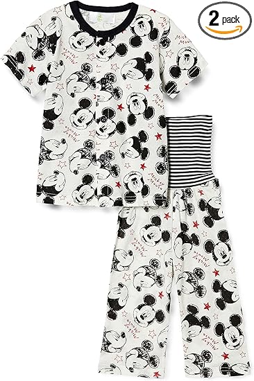 Amazon Co Jp ディズニー パジャマセット ディズニー ミッキー ミニー 総柄メッシュ 前開き半袖パジャマ 腹巻付き 男の子 服 ファッション小物