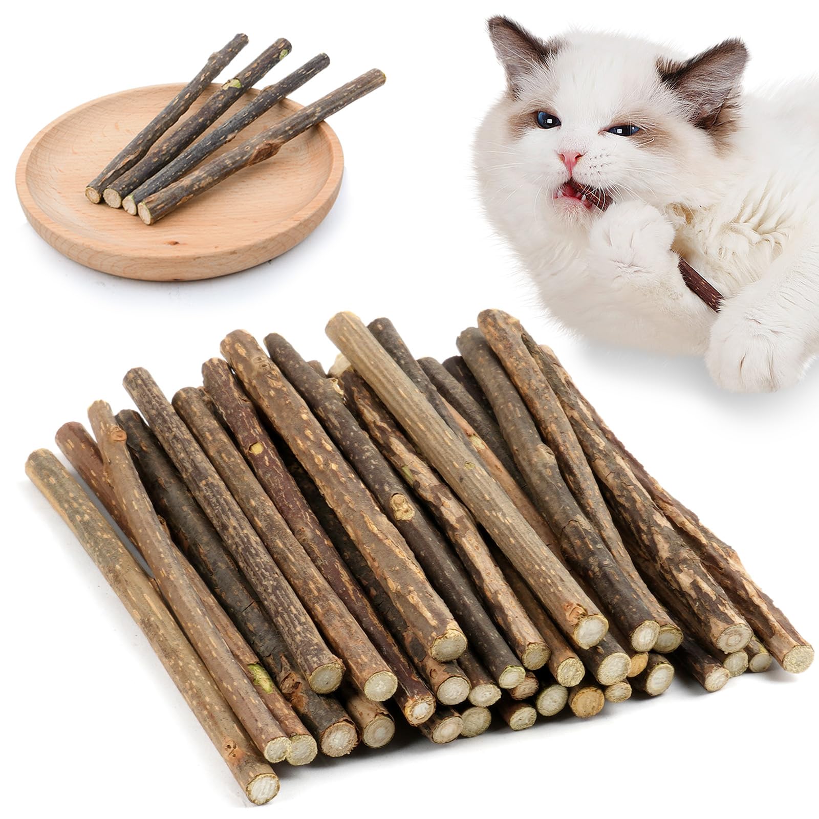 OSDUE Natural Matatabi Silvervine Cat Chew Sticks, 32PCS Catnip Toys for Cats Teeth Cleaning, Grinding and Stress Release, Catnip Toys for Kittens & Adults