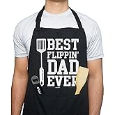 VAGAVY 100% Cotton, Black Funny Aprons for Men, Dad, Husband - Birthday, Father’s Day Grilling Gifts for Papa, Husband.